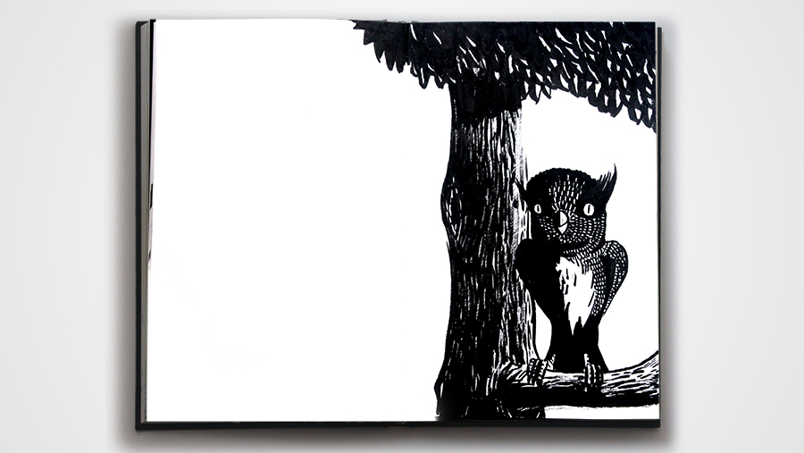 Dessin au pinceau plume et encre de chine