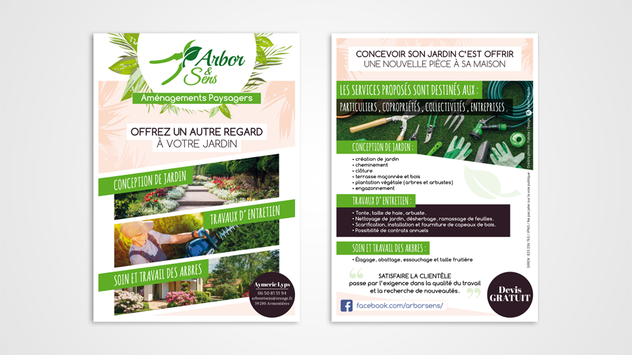 Flyers pour l'entreprise Arbor & Sens.